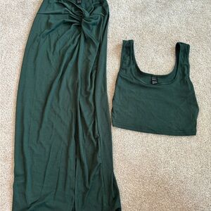 Shein Two Piece Green Skirt and Top - Size Medium NWOT